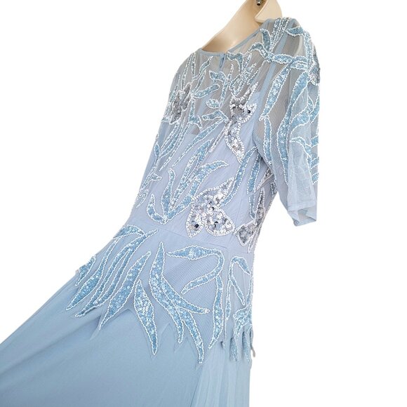 Adrianna Papell Light Blue Embroidered Midi Dress - Picture 8 of 10